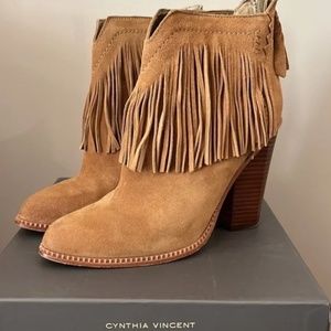 Cynthia Vincent Fringed Booties 7.5 only worn once